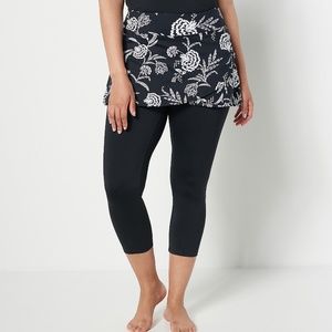 Lands' End Black and White Floral Swim Coverup